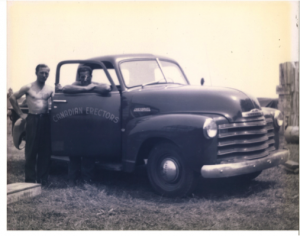 Stan-Hawkins-and-Rosaire-Vaillancourt-With-Canadian-Erectors-Car