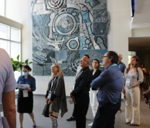 Canerector guests during tour of Jarmila Kavena's artwork at Canerector head office.